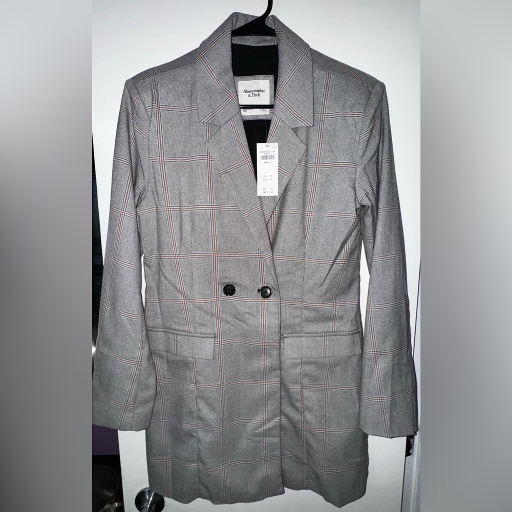 Abercrombie & Fitch Gray Plaid Women's Blazer Mini Dress